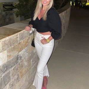 Zara cropped puffy sleeve top with cut out